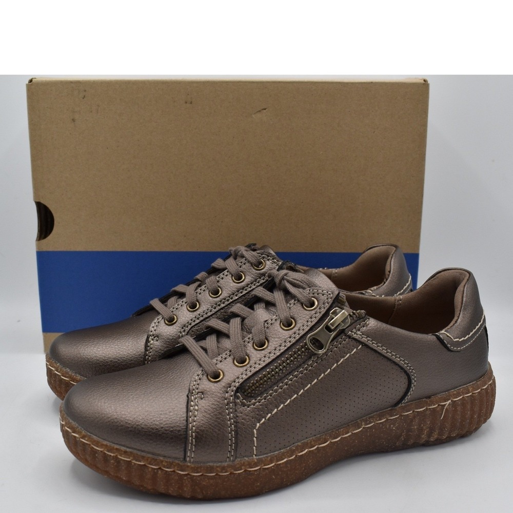 Clarks Caroline Janna Sneakers Womens 7.5 Bronze Metallic Leather Shoes NWB